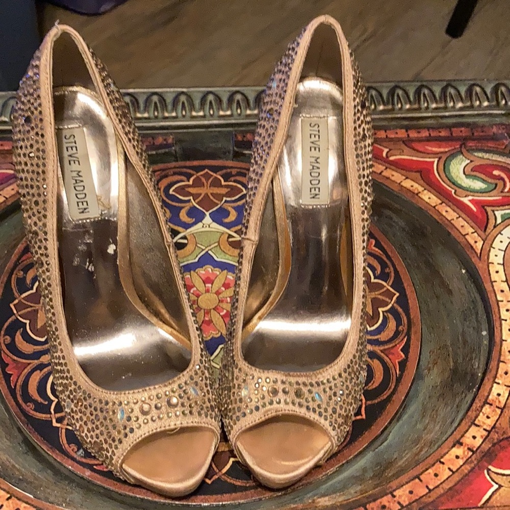 Steve Madden Rose Gold Rhinestone Heels